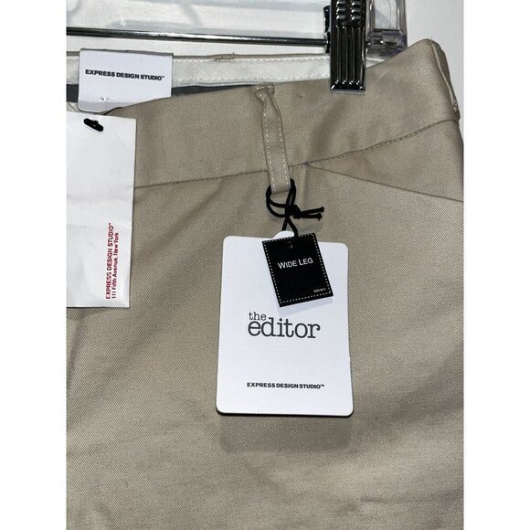 NWT Express Design Studio Beige Wide Leg Dress Khaki Women's Pants Size 8 - Picture 3 of 12